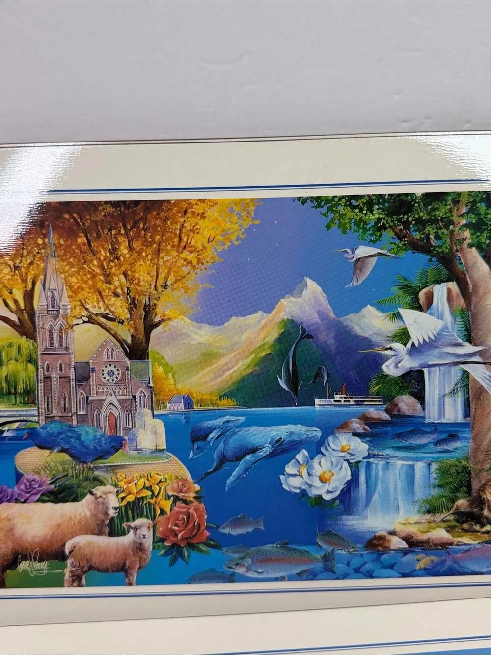 Set of 6 Coastal & Pastoral Scenic Placemats - Blue Multicolor